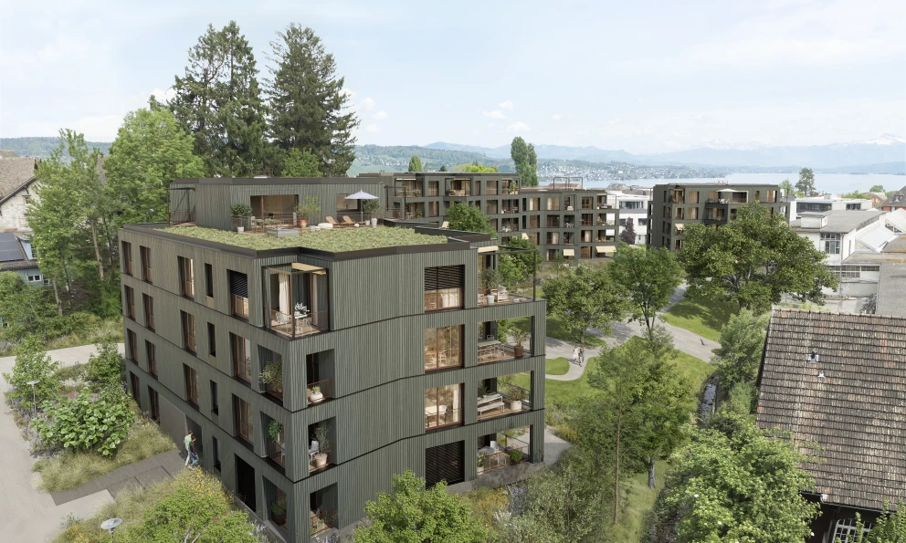 Inmitten von Bäumen, das Gartenhaus Wädenswil setzt auf das Wesentliche: Lage, Natur, Qualität.